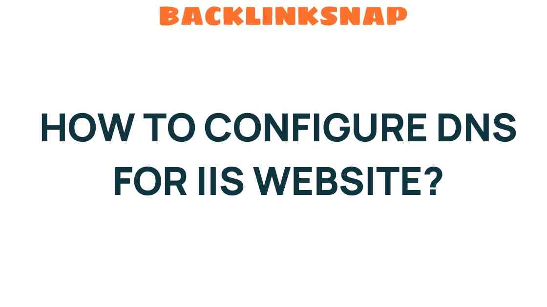 Mastering DNS Configuration for Your IIS Website: A Step-by-Step Guide