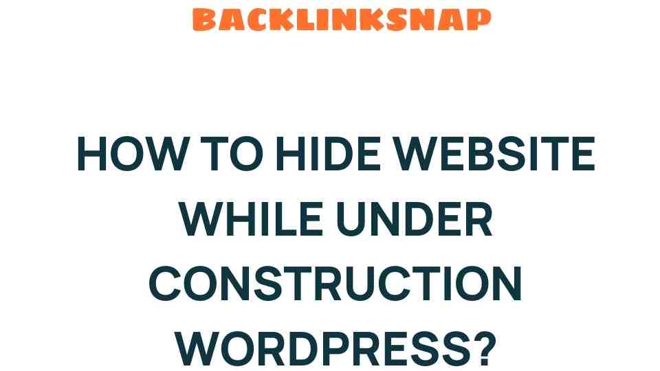 Secrets to Hiding Your Website While It’s Under Construction on WordPress