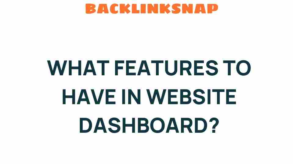 Essential Features to Transform Your Website Dashboard Experience